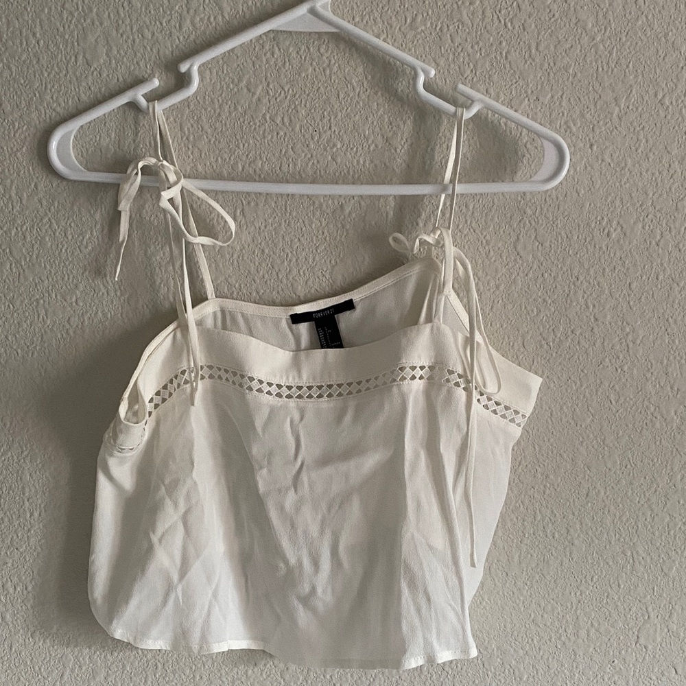Forever 21 White Lace Trim Women's Halter Top